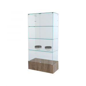 Витрина стеклянная ВЕНА ПОДИУМ №9 (с дверками, задняя стенка стекло)