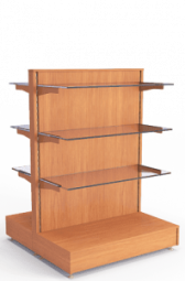 Стеллаж островной двухсторонний со стеклянными полками для вина и алкоголя