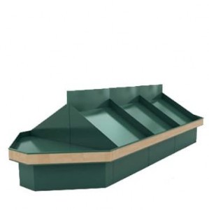 Островной овощной развал из металла с простым накопителем удлиненный