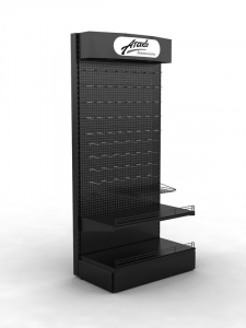 Брендированный перфорированный пристенный стеллаж Атака