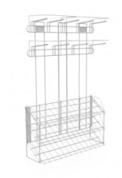 Наклонный блок 3 полки с кронштейнами 647х195х950 с блоком крючков 9шт