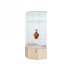 Витрина стеклянная ВЕНА угловая №116 пятигранная (без дверки, задние стенки зеркало)