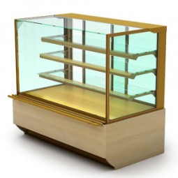 Кондитерская витрина Soul золотая, отделка светлым деревом 938