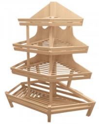 Стеллаж для хлеба торцевой трапециевидный с тремя полками.