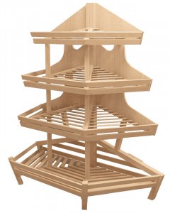 Стеллаж для хлеба торцевой трапециевидный с тремя полками.