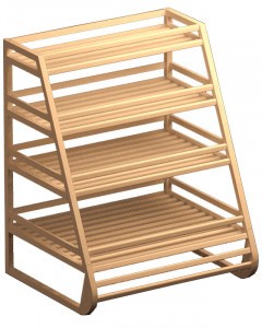 Стеллаж для хлеба и багетов с четырьмя прямыми полками