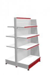 Торговый стеллаж двусторонний с боковой стенкой