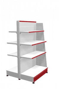 Торговый стеллаж двусторонний с боковой стенкой