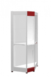 Торговый стеллаж остекленный угловой внутренний