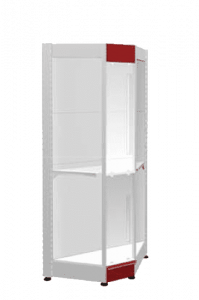 Торговый стеллаж остекленный угловой внутренний