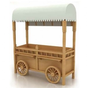 Декоративный хлебный прилавок из дерева  -  повозка (с тентом)