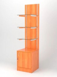 Стеллаж ЮПИТЕР №2, задняя стенка ДСП, полка стекло