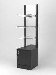 Стеллаж ЮПИТЕР №4, задняя стенка Зеркало, полка стекло