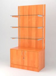 Стеллаж ЮПИТЕР №5, задняя стенка ДСП, полка стекло