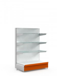 Торговый стеллаж с полками из стекла средний