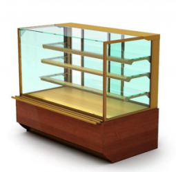 Витрина для десертов SOUL куб, дерево, золотая