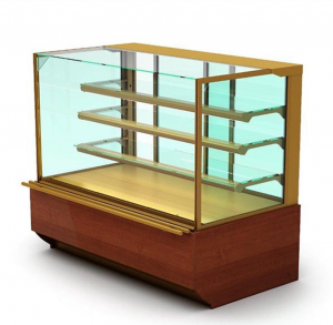 Витрина для тортов и пирожных SOUL куб, дерево, золотая