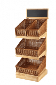 Стойка под плетеные корзины с тремя полками и топпером