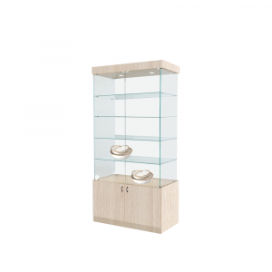 Витрина стеклянная ВЕНА №1 (с дверками, задняя стенка стекло)