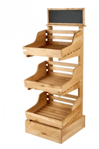 Узкая стойка деревянная с топпером и тремя полками