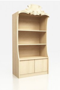 Шкаф-витрина для вина с резным наличником и прямыми полками