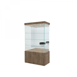 Витрина стеклянная ВЕНА №3 (с дверками, задняя стенка зеркало)