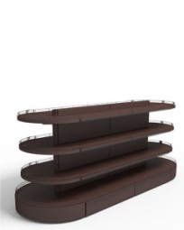 Островной стеллаж для вина и алкоголя с полукруглыми полками