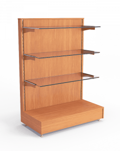 Стеллаж островной односторонний со стеклянными полками для вина и алкоголя