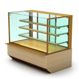 Витрина для тортов и пирожных SOUL куб, золотая светлая